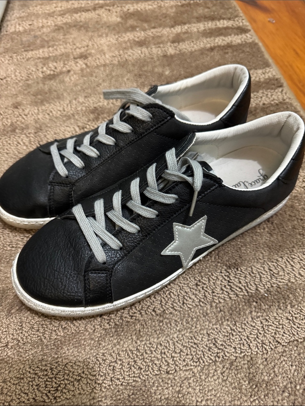 Grace & Lace Black Sneakers with Silver Star